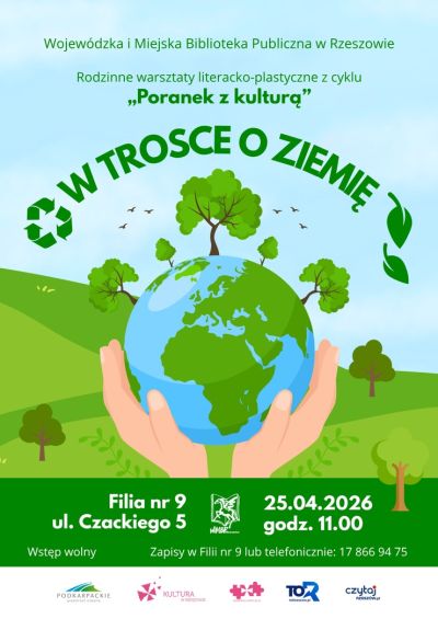 Grafika promująca rodzinne warsztaty W trosce o Ziemię